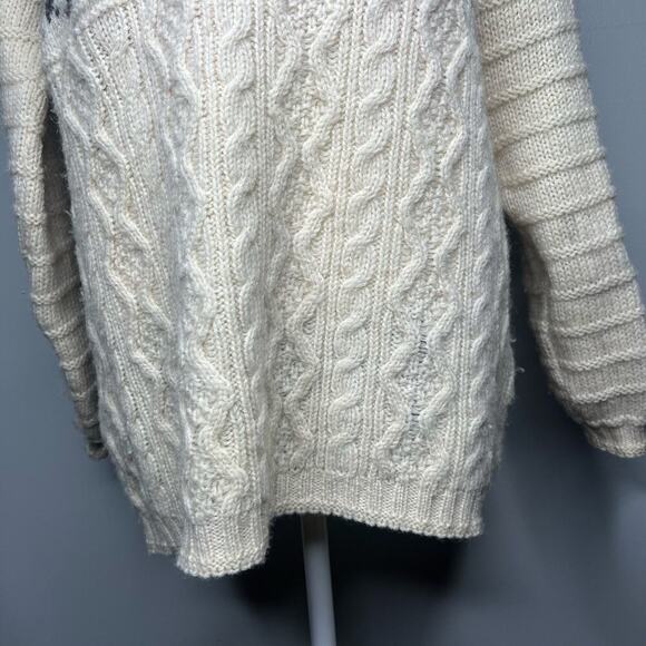 Vtg PAUL JAMES Men's Size Small England 100% Wool Cable Knit Sweater Fisherman - Picture 4 of 8